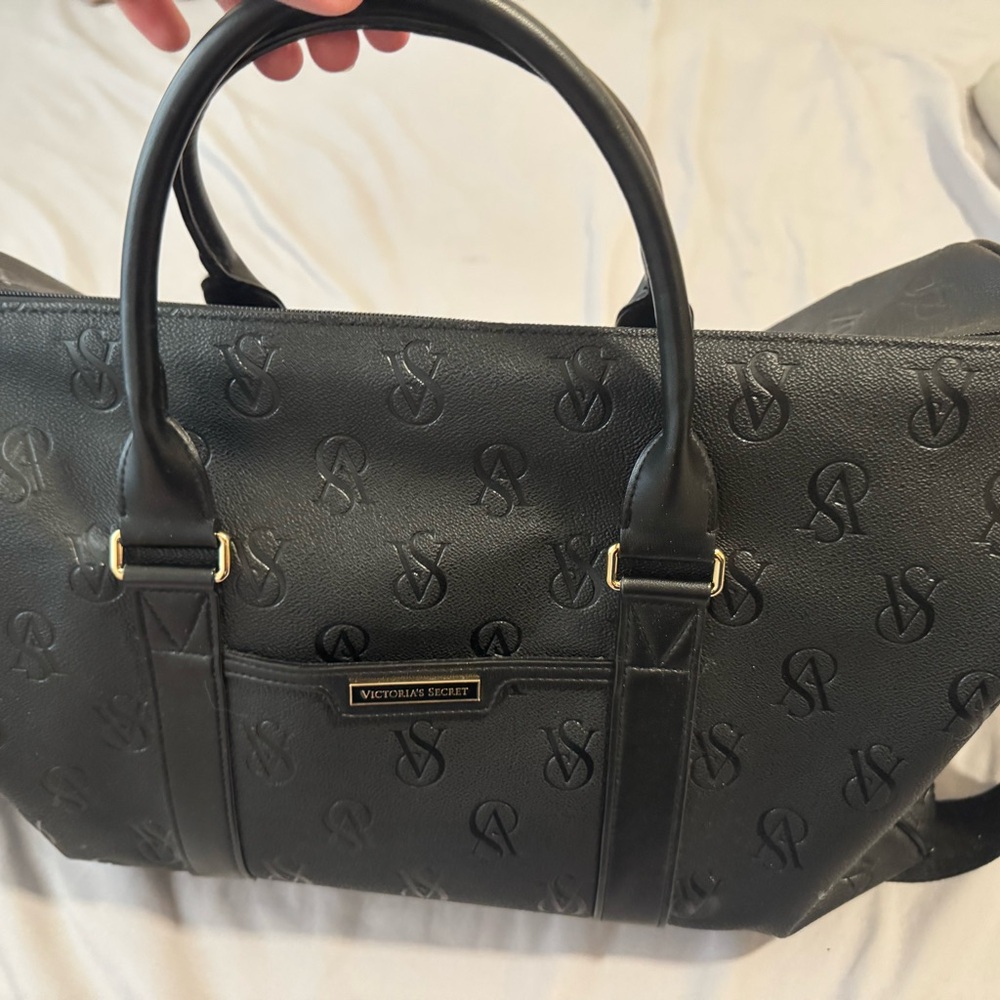 Victoria's Secret Black Embossed Duffel Bag